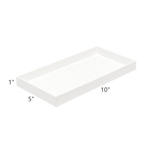ROYALITA Acrylic Tray Bathroom Tray for Countertop, Guest Towel Holder Tray for Napkin Perfume Jewelry Makeup, Vanity Trays for Soap Dispenser, Aromatherapy, Cup & Candle, White - color: White