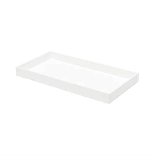 ROYALITA Acrylic Tray Bathroom Tray for Countertop, Guest Towel Holder Tray for Napkin Perfume Jewelry Makeup, Vanity Trays for Soap Dispenser, Aromatherapy, Cup & Candle, White - color: White