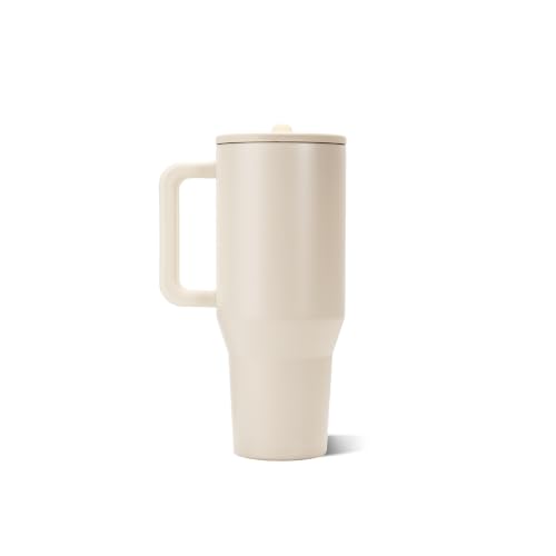 HydroJug Traveler 32oz, Insulated Tumbler with Handle & Straw, Cream - color: Cream, size: 32 Ounces
