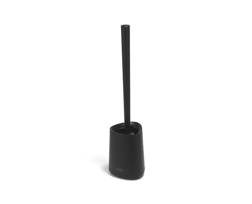 Joseph Joseph Flex 360 Lite, Advanced Smart Toilet Brush and Small Storage Holder Set with Anti-drip, Anti-Clog, Triple-Action Replaceable Brush Head - Black - color: Black