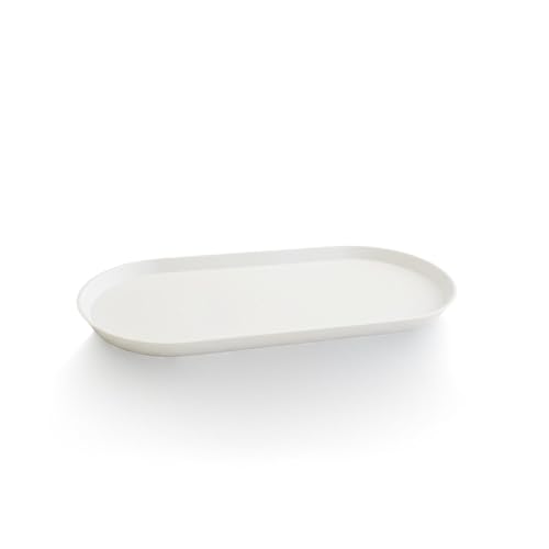 Small Silicone Tray 8.7" White Oval Catch All Decorative Tray for Vanity Bathroom Desk - color: White