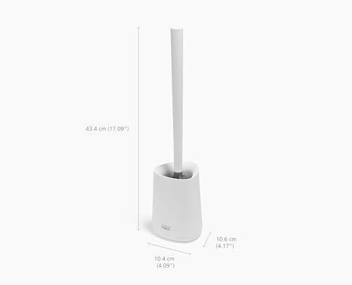 Joseph Joseph Flex 360 Lite, Advanced Smart Toilet Brush and Small Storage Holder Set with Anti-drip, Anti-Clog, Triple-Action Replaceable Brush Head - White - color: White