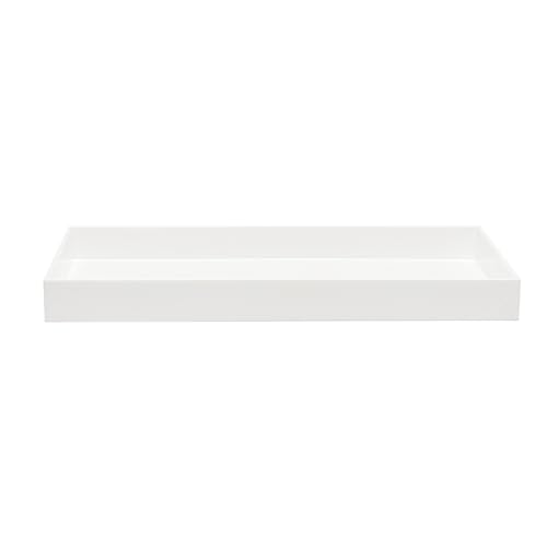 ROYALITA Acrylic Tray Bathroom Tray for Countertop, Guest Towel Holder Tray for Napkin Perfume Jewelry Makeup, Vanity Trays for Soap Dispenser, Aromatherapy, Cup & Candle, White - color: White