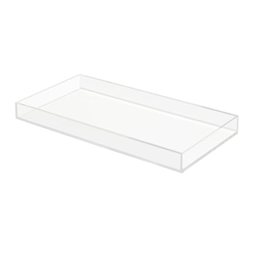 ROYALITA Acrylic Tray Bathroom Tray for Countertop, Guest Towel Holder Tray for Napkin Perfume Jewelry Makeup, Vanity Trays for Soap Dispenser, Aromatherapy, Cup & Candle, Clear - color: Clear