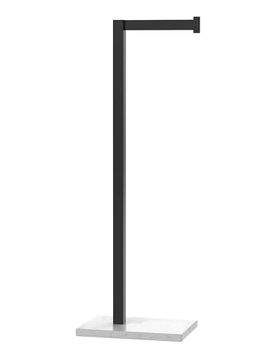 Free Standing Toilet Paper Holder Stand Matte Black SUS 304 Stainless Steel Rustproof 22 Inch Rotating Bathroom Tissue Roll Holder for 4 Rolls with Marble Base - color: Matte Black