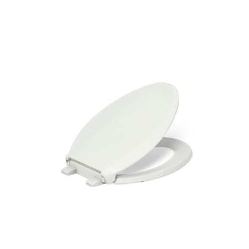 KOHLER 4636-RL-NY Cachet ReadyLatch Elongated Toilet Seat Slow Close, Soft Close Toilet Seat Quiet Lid, Contoured Grip-Tight Bumpers Installation Hardware, Apartment Essentials, Dune - color: Dune, size: Elongated