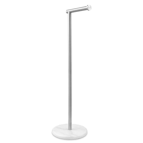 KES Extra High Toilet Paper Holder Free Standing 26", Toilet Paper Holder Stand with Natural Marble Base, Floor Freestanding Toilet Paper Holders 18/8 Stainless Steel Brushed Finished, BPH284S66-2 - color: Brushed Steel, size: 26"H