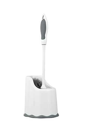 Superio Toilet Bowl Brush and Holder with Under Rim Cleaner for Bathroom, Toilet Brush and Caddy with Non Scratch Bristles and Under Rim Lip Brush - size: Toilet Brush with Scrubbing Lip