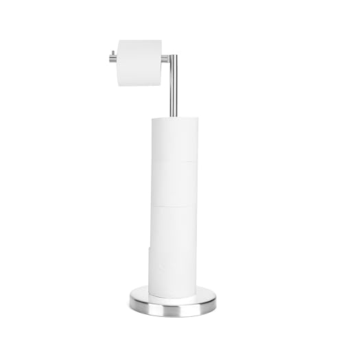 RFOUO Brushed Nickel Toilet Paper Stand,Free Standing Toilet Paper Holder Stand,4 Pounds Bathroom Toilet Paper Storage with Heavy Base for 4+1 Rolls,Toilet Tissue Holder,Toilet Roll Stand, RGJ-1C - color: Brushed Nickel