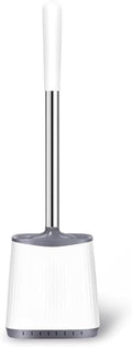 Toilet Brush, Silicone Toilet Brush and Holder, Flexible Toilet Bowl Brush Head with Ventilated Holder, Wall Mounted Compact Toilet Brush Set for Bathroom Cleaning (1, Gray)