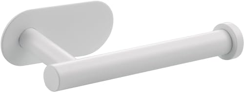 YUET Toilet Roll Holder Wall Mounted, 3M self Adhesive Toilet Roll Holder SUS 304 Stainless Steel Toilet Paper Holder No Drilling for Bathroom (White) - color: White