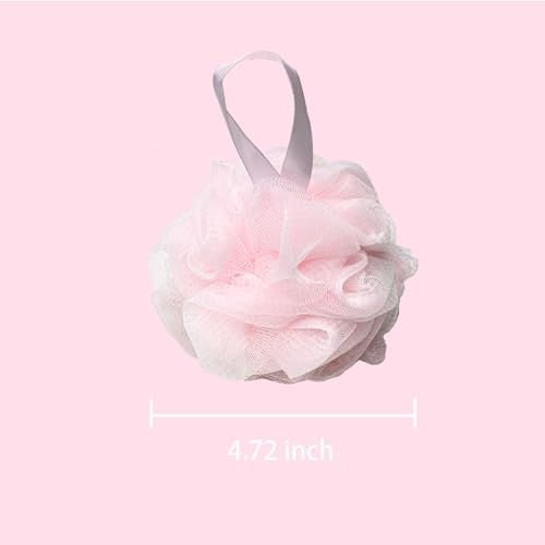 SEVENHEAD Bath Sponge Shower Loofahs,Pink, 50g/Piece, Mesh Pouf Bath Scrunchies Body Wash Puff(Set of 4) - style: Pink