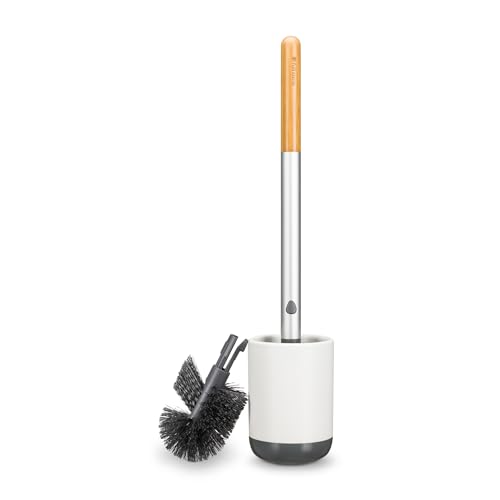 Full Circle Scrub Queen, Bathroom Toilet Brush with Ceramic Holder and Instant-Dry Coating for Mold & Mildew Prevention, More Hygenic Toilet Cleaning Scrubber, Replaceable Head, White - color: Starter Kit, style: Toilet Brush