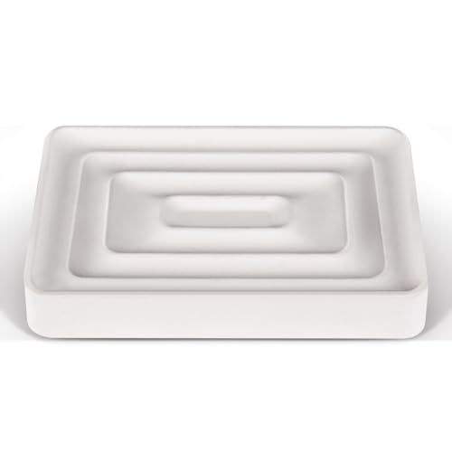 1 Pack Diatomite Soap Dish Holder, Quick Dry Stone Bath Tray, Diatomaceous Earth Stone Soap Holder, Water Absorbent Rectangular Soap Dish for Bar Soap, White - color: White/Square, size: 1-Pack