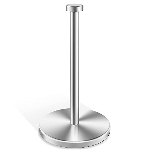 VEHHE Paper Towel Holder Countertop, Weighted Non-Slip Base, Stainless Steel Paper Towel Holder for Kitchen Bathroom (Silver) - color: Eva Pad Base | Silver