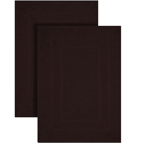 GOLD TEXTILES Premium Chocolate Brown Bath Mat - 2 Pack 22x34 Inches - Not a Bathroom Rug - 100% Ring Spun Cotton - Highly Absorbent & Non Slip Shower Bathroom Floor Mat Towel - Machine Washable - color: Chocolate Brown, size: 2 Pack 22x34