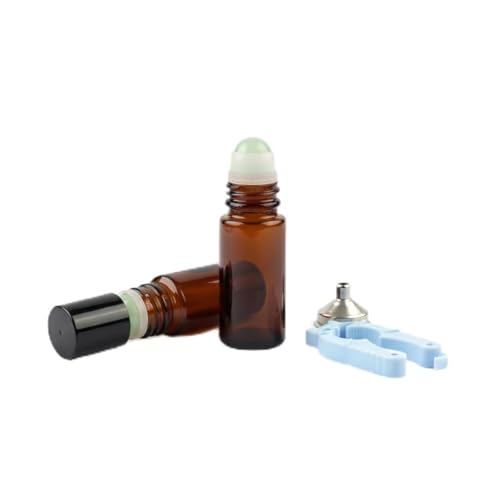 2PCS 50ml Amber Glass Roller Bottles, Green | Crystal Roller Ball, Reusable Essential Oil Perfume Deodorant Maker, Non-Plastic Roller Applicator, Aromatherapy - color: Green