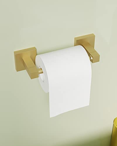 Ruacq Gold Toilet Paper Holder Double Post Pivoting Square Tissue Holders Roll Holder Hangers Brushed Gold Toilet Paper Stand Bathroom Stainless Steel and Zinc Alloy Modern Wall Mounted - color: Brushed Gold, size: Square
