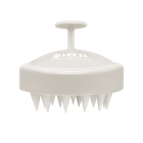 HEETA Scalp Massager Hair Growth, Soft Silicone Scalp Scrubber Shampoo Brush for Exfoliation, Dandruff Removal Head Massage Stress Relax, Wet & Dry Use for Thick Thin Curly Hair Care, Beige - color: Beige