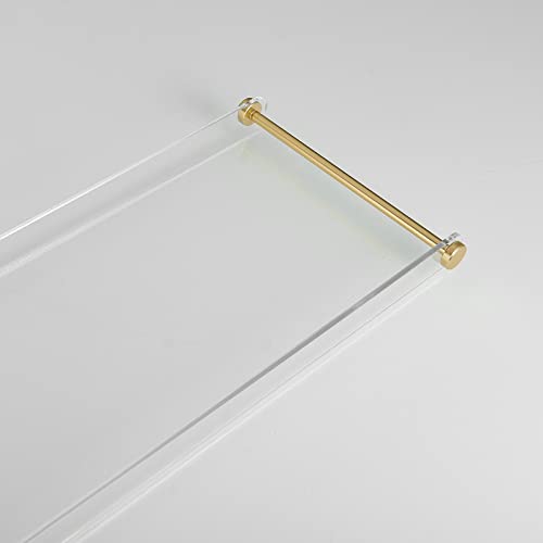 Beelee Clear Acrylic Bathtub Tray, Gold Rail Waterproof Tub Caddy Accessory | Sturdy Transparent Panel, Holds Reading Materials, Cell Phones and Wine Glasses, Ideal Spa Decor and Premium Gift for Women