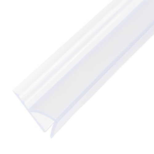 uxcell Shower Door Side Seal, WidenH-Type Shower Door Sweep for 1/4" Glass 86.5" Long Silicone Frameless Glass Door Seal Strip, Stop Shower Leaks, Clear - size: 1/4" Glass 86.5" Long
