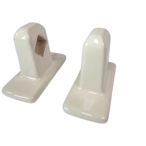 Beige Bone Almond Ceramic Tile Towel Bar Rod Rack Post Holder Porcelain Bracket Set Vintage Mid Century Modern Retro