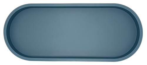 Premium 12” x 5” Silicone Vanity Tray | Sink and Surface Organizer with Sturdy Non-Slip Base | Heat Safe, Dishwasher Safe (Smoky Blue) - color: Smoky Blue