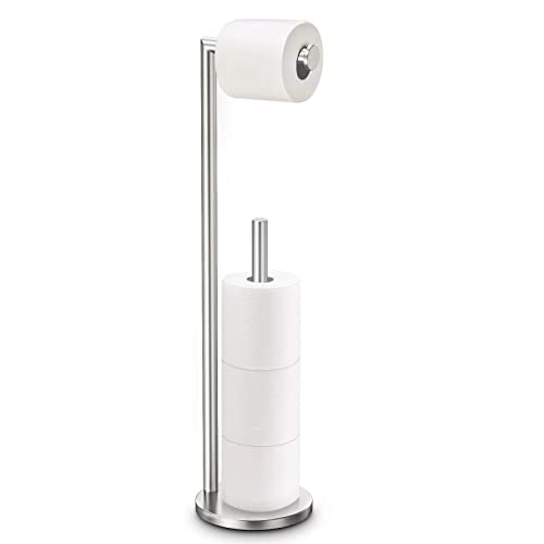 Toilet Paper Holder Stand, Toilet Paper Stand Brushed Nickel, Free Standing Toilet Paper Holder, Toilet Paper Storage by Bathth - color: Brushed Nickel