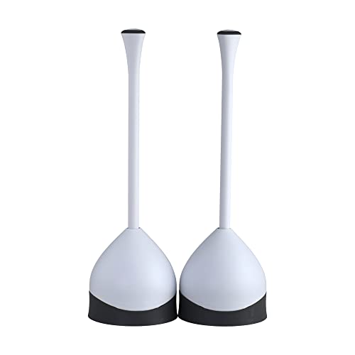 Clorox Toilet Plunger with Hideaway Caddy, Set of 2 – for Bathroom Organization and Storage, Bathroom Accessories, Toilet Unclogger, with Holder, White - size: 2-Pack