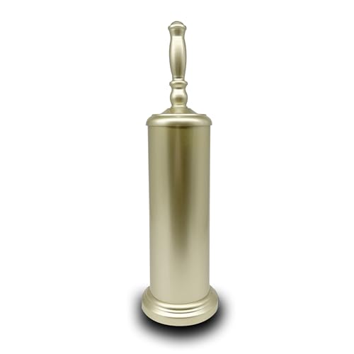 Metal Toilet Bowl Brush with Holder Premium Bathroom Cleaning Set Rustproof Hygienic Durable Elegant Finish - color: Matte Gold
