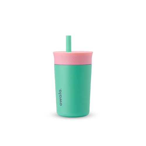Owala Kids Insulation Stainless Steel Tumbler with Spill Resistant Flexible Straw, Easy to Clean, Kids Water Bottle, Great for Travel, Dishwasher Safe, 12 Oz, Pink and Teal (Real Cool Fish) - color: Real Cool Fish, size: 12 Ounces