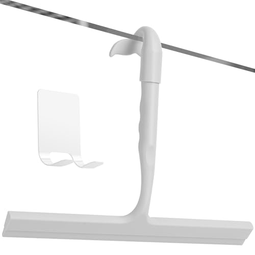 Shower Squeegee for Glass Doors, 2-in-1 Silicone Shower Squeegee with Hook,Hang Anywhere | Streak-Free Bathroom Squeegee | Household Window Mirror Squeegee for Bathroom, Glass, Tile Wall, Car | Gray - color: Gray