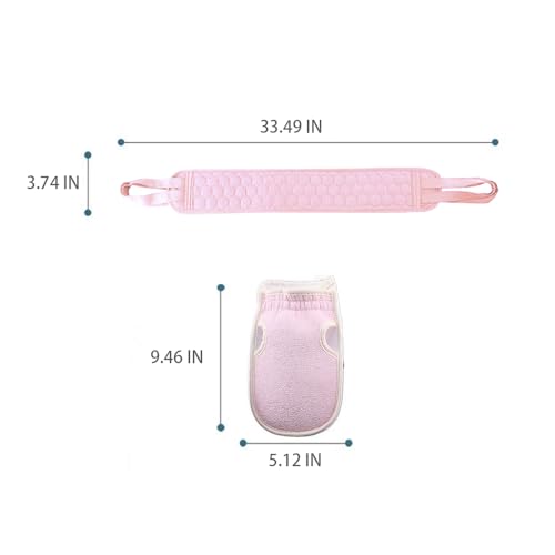 Set of 3 Bath Back Exfoliating Set, Loofah Sponge, Bath Glove,Gently Exfoliate Skin, Remove Dryness(Pink)