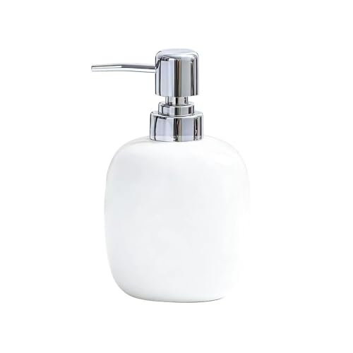 12OZ White Ceramic Soap Dispenser for Bathroom Liquid Hand Dish Pump Soap - color: Oval