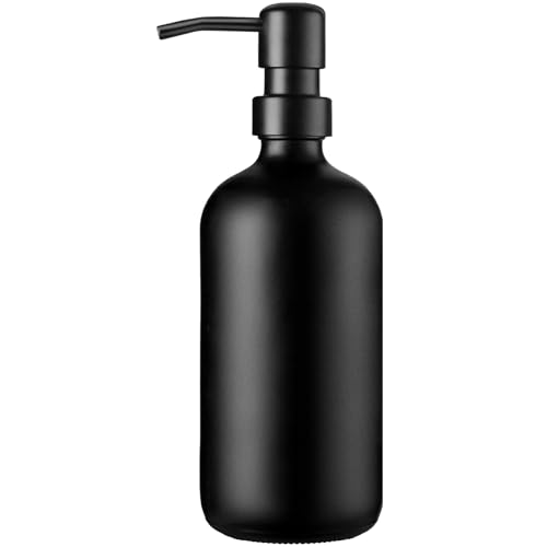 GMISUN Black Soap Dispenser, 1 Pack Matte Black Bathroom Hand Soap Dispensers, 17 Fl Oz Dish Soap Dispenser for Kitchen with Rustproof Stainless Steel Pump, Modern Liquid Dishwashing Dispensers Bottle - color: Black Bottle + Black Pump, size: 1 Pack