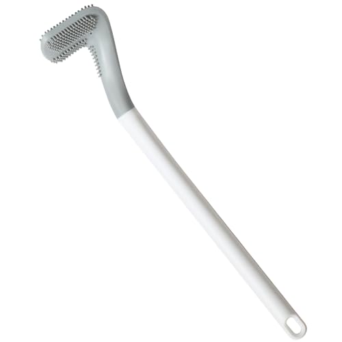 Toilets Brushes, Toilet Cleaning Brush,Golf Flexible Bendable Silicone Long Handled Toilet Brushes, 360°Deep Toilets Bowl Cleaning Brush,Quick Drying Scrubber for Bathroom with Hook (White) - color: White