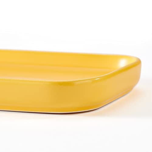 Ceramic Bathroom Tray,Kitchen Sink Organizer Tray,Cosmetics Holder,Vanity Trays,Candle Tray,Dessert Plate,Simple Style Rectangle Tray for Dessert Fruit Jewelry Perfume Soap Succulents Plant (Yellow) - color: Yellow