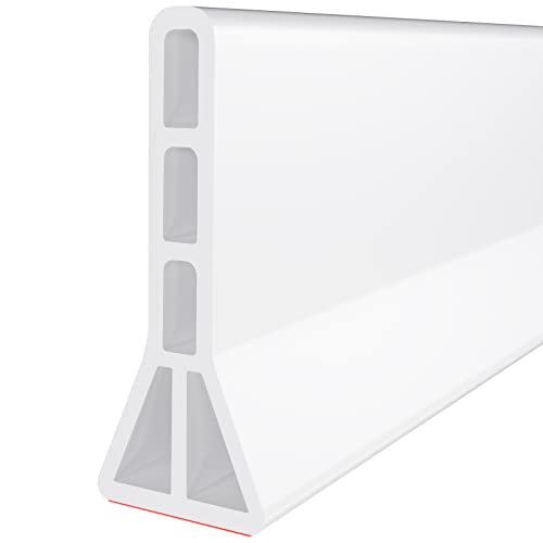 3" High Shower Threshold Water Dam 74 IN Collapsible Shower Water Splash Guard for Curbless Shower Threshold Barrier Water Stopper for Wet and Dry Separation Bathroom and Kitchen (White) - color: White, style: 74 inch