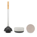 Full Circle Royal Plunge - Bathroom Toilet Plunger with Ceramic Holder and Instant-Dry Coating for Mold & Mildew Prevention, Easy to Clean & More Hygenic, White - color: Starter Kit, style: Plunger