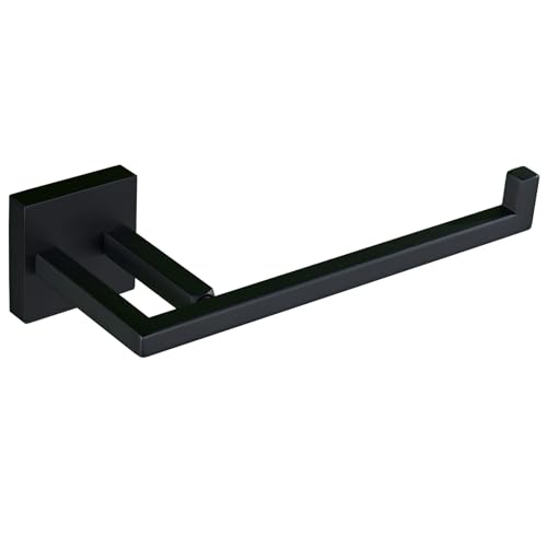 APLusee Matte Black Toilet Paper Holder, 304 Stainless Steel Roll Hanger for Bathroom Kitchen, Wall Mounted