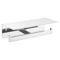 APLusee Double Toilet Paper Holder with Phone Shelf, 304 Stainless Steel Bathroom Tissue Hanger, Wall Mounted Dual Roll Paper Dispenser, Polished Chrome - color: Polished Chrome, size: Double Rod