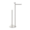 BVL Toilet Paper Holder Stand with Hook, Brushed Nickel Stainless Steel 304 Weighted Toilet Paper Holder Stand, Bathroom Freestanding Toilet Paper Holder Holds 5 Rolls - color: Brushed Nickel