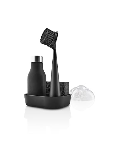 EVA SOLO | Dishwashing Set | Soap Dish, Liquid Soap Dispenser, Dish Brush & Sponge | Dish Washing Accessories | Black