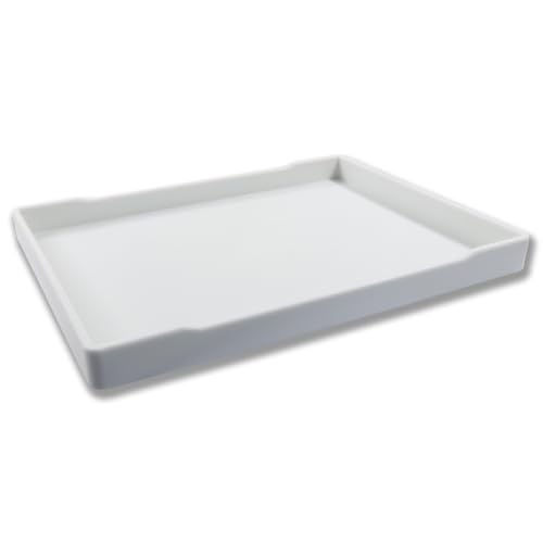 Small Bathroom Vanity Tray, 8.5 inch x 6.3 inch, White | Rectangular Serving Tray, Soap and Sponge Holder, For Candle, Lotion Bottles, Scrubber - color: White, size: 8" x 6" x 0.7"