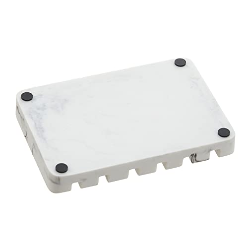 INIUNIK 2PCS Self Draining Soap Dish - Marble Look Soap Holder Tray Savers Box Container Sponge Holder for Bathroom Shower Kitchen, White - color: White-2 Pack