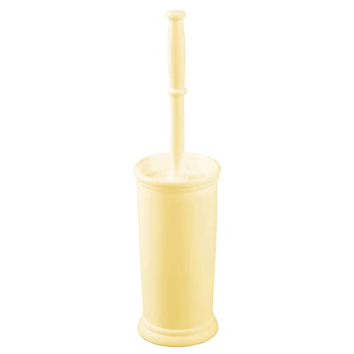 mDesign Toilet Bowl Brush and Holder - Covered Bathroom Brush - Standing Scrubber in Modern Holder - Space Saving, Deep Cleaning for Toilet - Hyde Collection - Light Yellow - color: Light Yellow