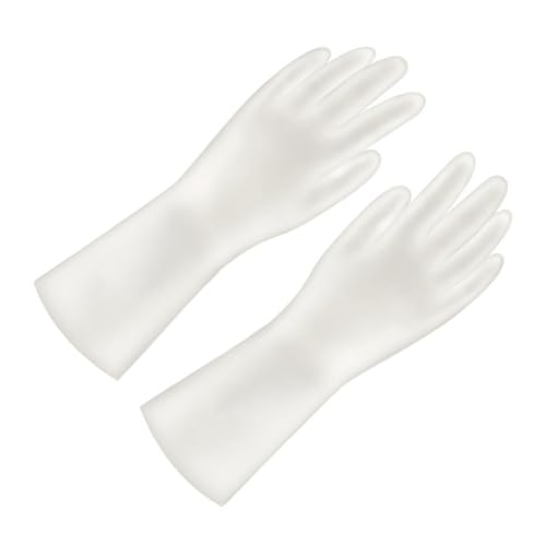 BESPORTBLE Household Cleaning Gloves Waterproof Latex Protective Kitchen Gloves Anti-slip Plastic Steel Material Size S White 4-pair Set for Home and Toilet Cleaning