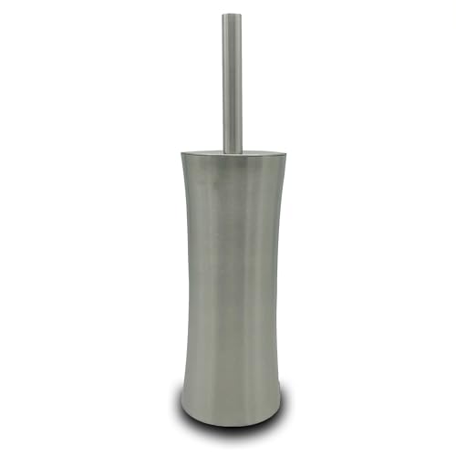 Vince Camuto Toilet Bowl Brush with Holder, Durable Bathroom Cleaning Tool, Modern Design for Easy Toilet Maintenance, Bathroom Cleaner Brush for Efficient Cleaning and Hygiene - color: Brushed Nickel