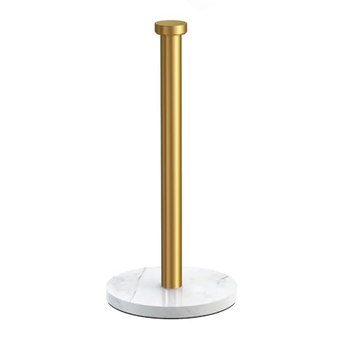 VEHHE Marble Paper Towel Holder for Kitchen Countertop, Standing Paper Towel Stand with Weighted Base & EVA Non-Slip Pad, for Bathroom or Kitchen (Gold) - color: Marble Base | Gold