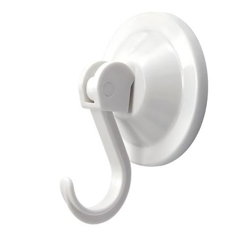 Heavy Duty Suction Cups with Hooks, Waterproof Shower Towel Holder | for Bathroom Wall Tile, Removable No-Drill Vacuum Suction Cup with Hook for Glass Door & Loofah, 4 Pack, White